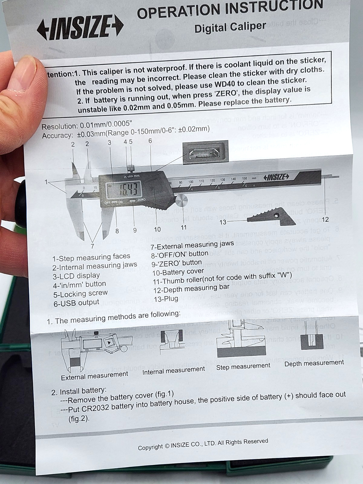 1108-150 Insize 0-6” Digital Caliper (0-150mm) W/ Plastic Case READ *BRAND NEW*