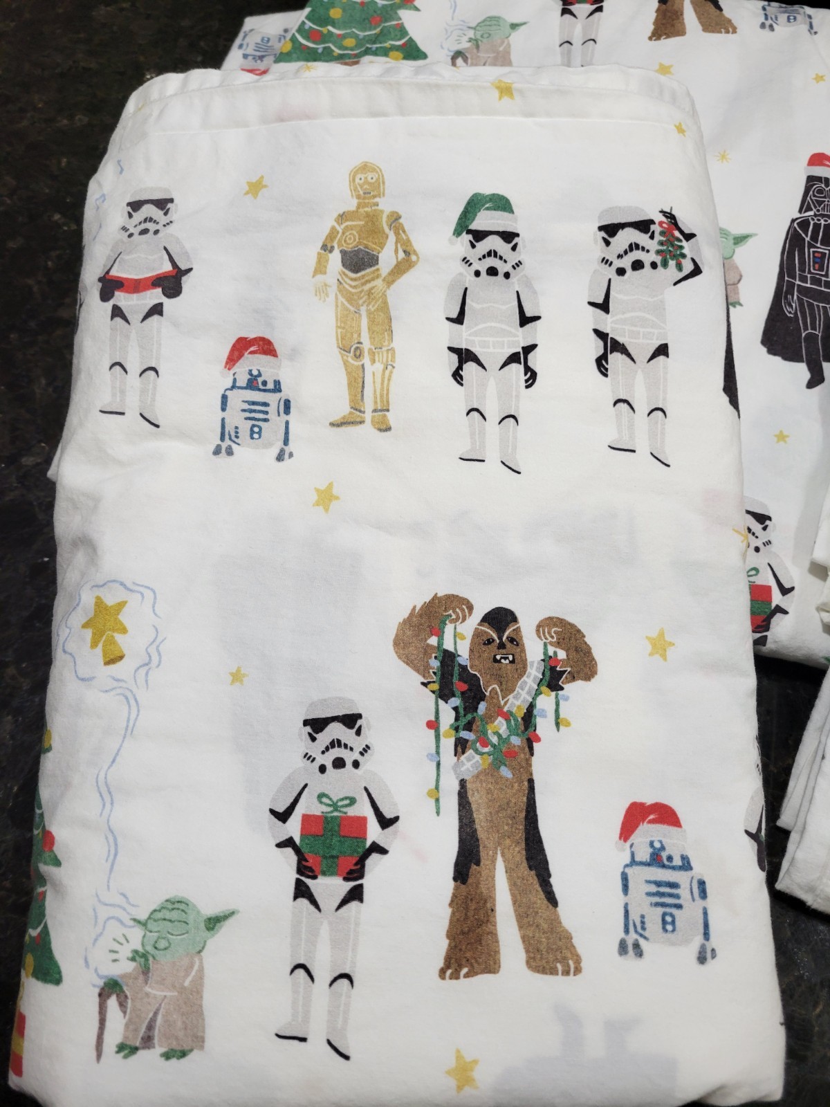 Pottery Barn Kids Star Wars Christmas Holiday Sheet Set Queen Size Organic Teen