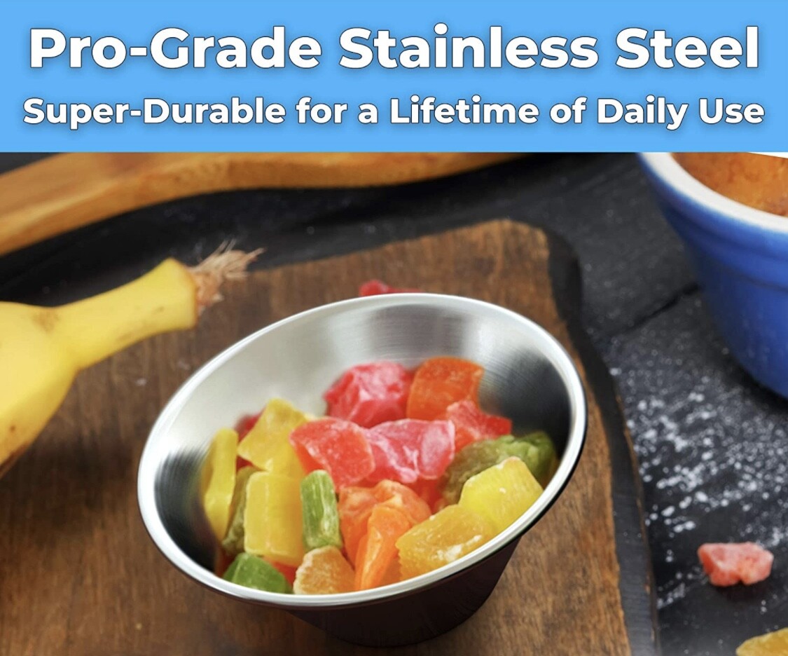 1.5 oz Sauce Cups Stainless Steel Condiment Portion Cup Dipping Sauce Cup