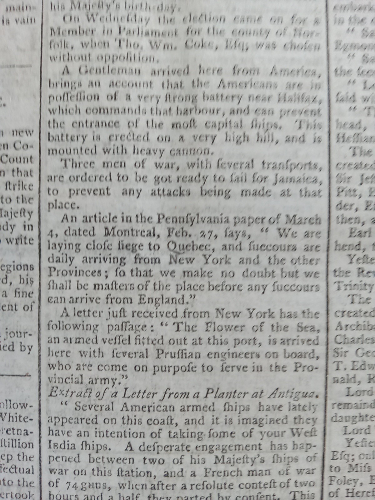 Original 1776 British Newspaper - American Revolutionary War - Colonies