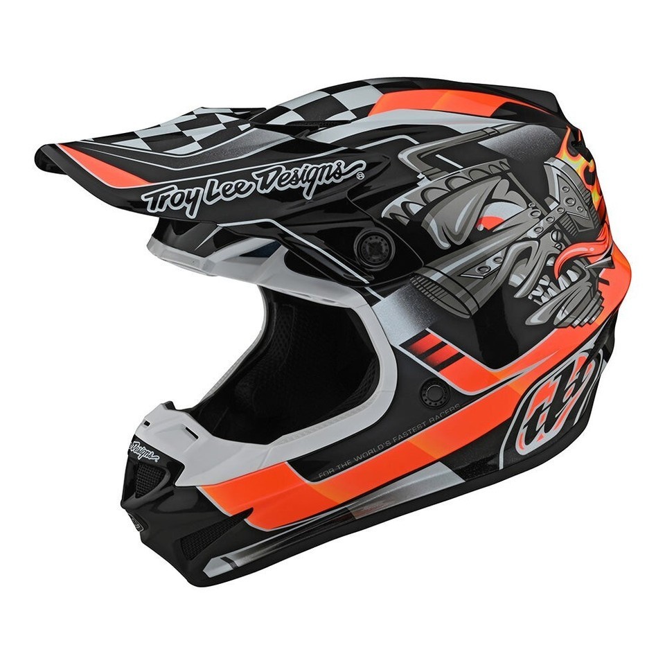 NEW Troy Lee Designs SE4 POLY CARB Motocross Helmet W/MIPS Black/Org All SIzes