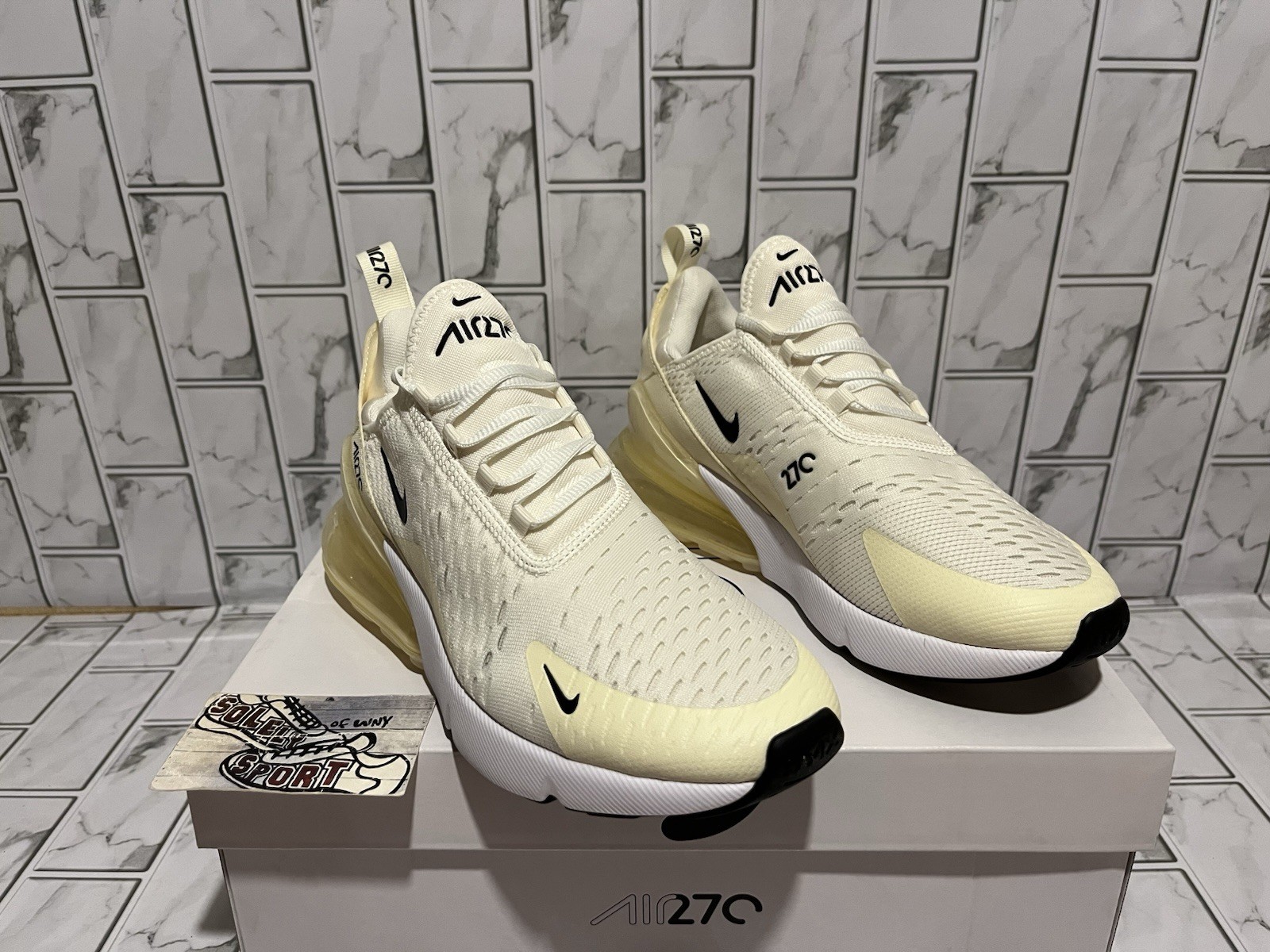 New Nike Air Max 270 Yellow White Running Gym Workout Training Shoes Womens