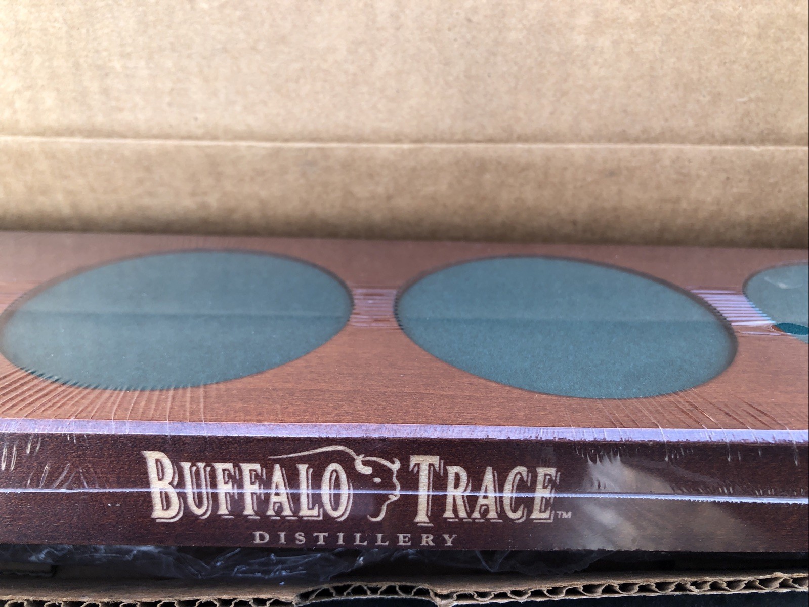 Buffalo Trace Bourbon Distillery Flight Holder Display Advertisement Piece Nib