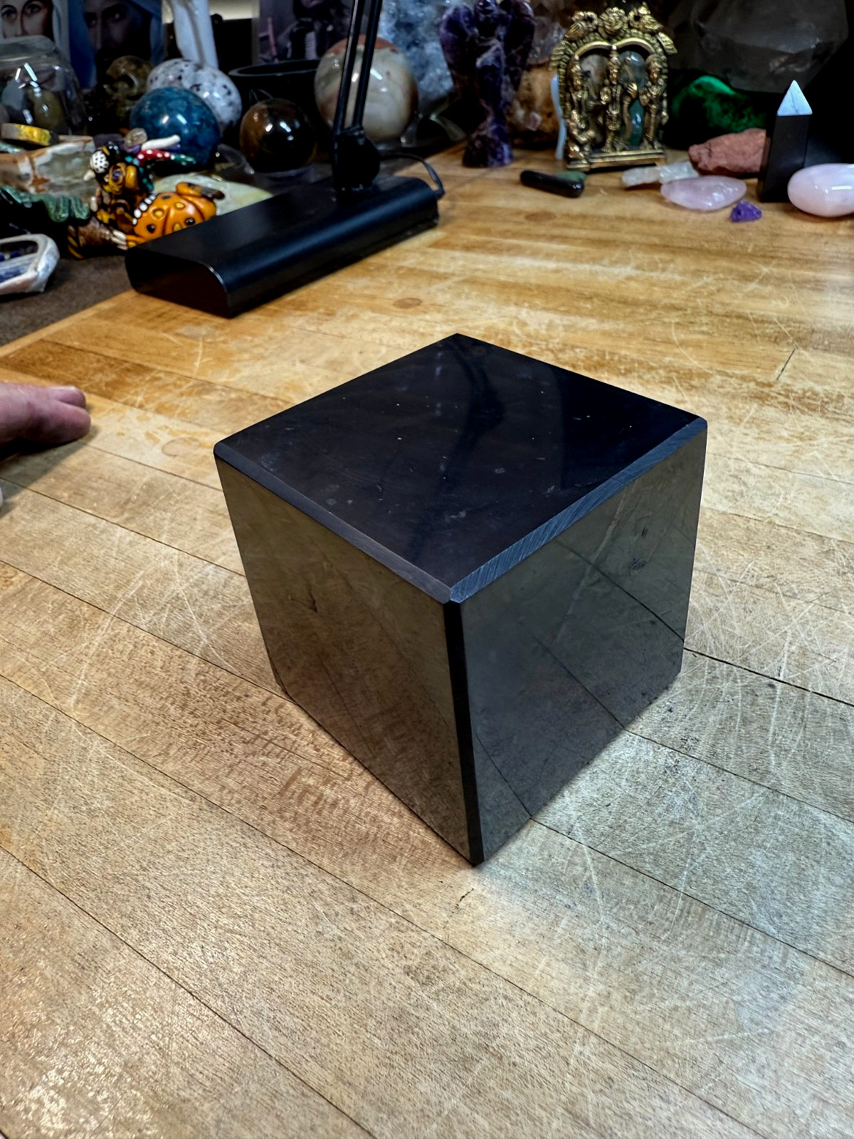 Shungite Med LG Polished Cube Beveled Edges Gemstone From Russian Federation 335