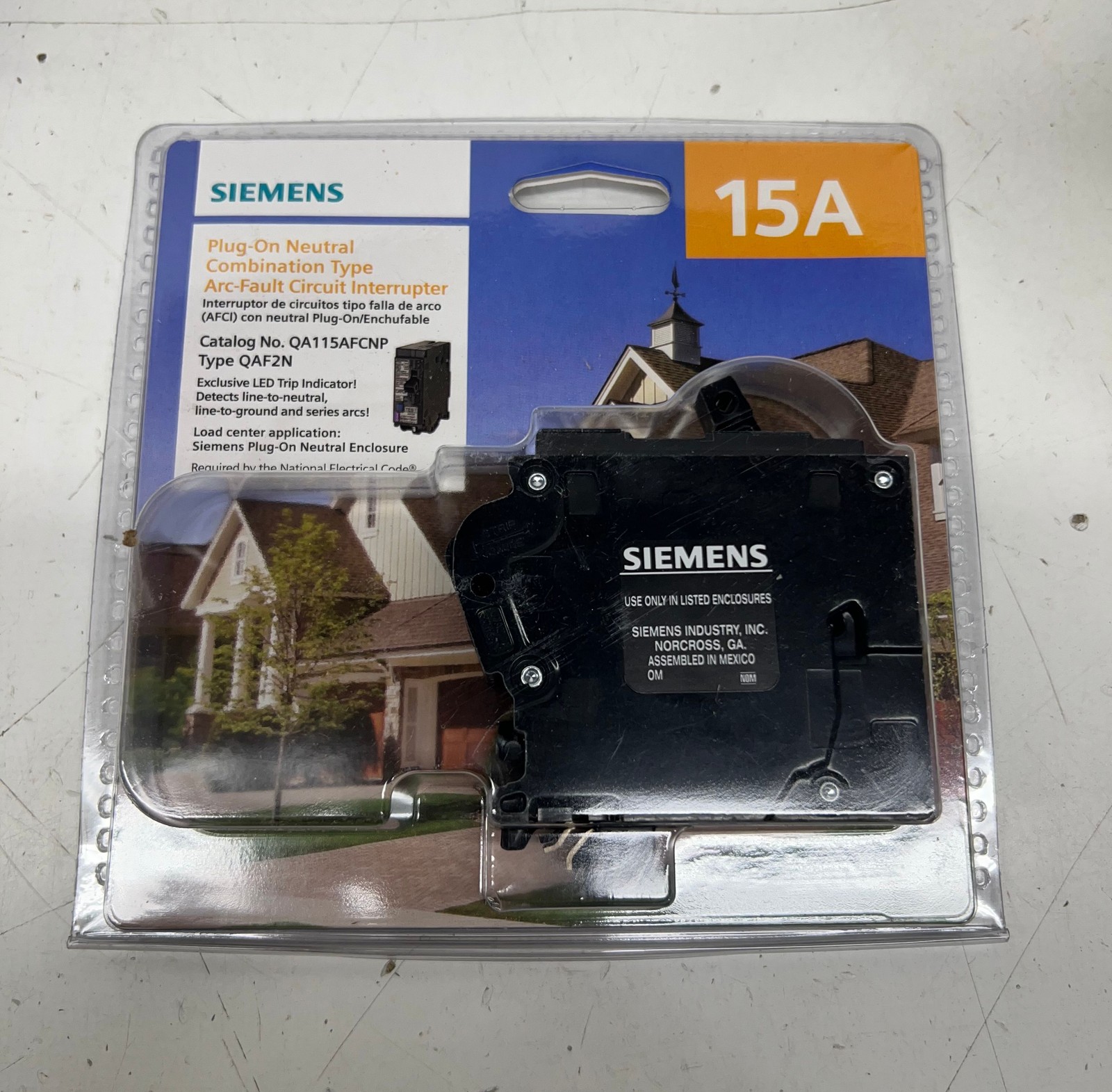 Siemens 15AMP 1Pole Combination AFCI Plug On Neutral Circuit Breaker