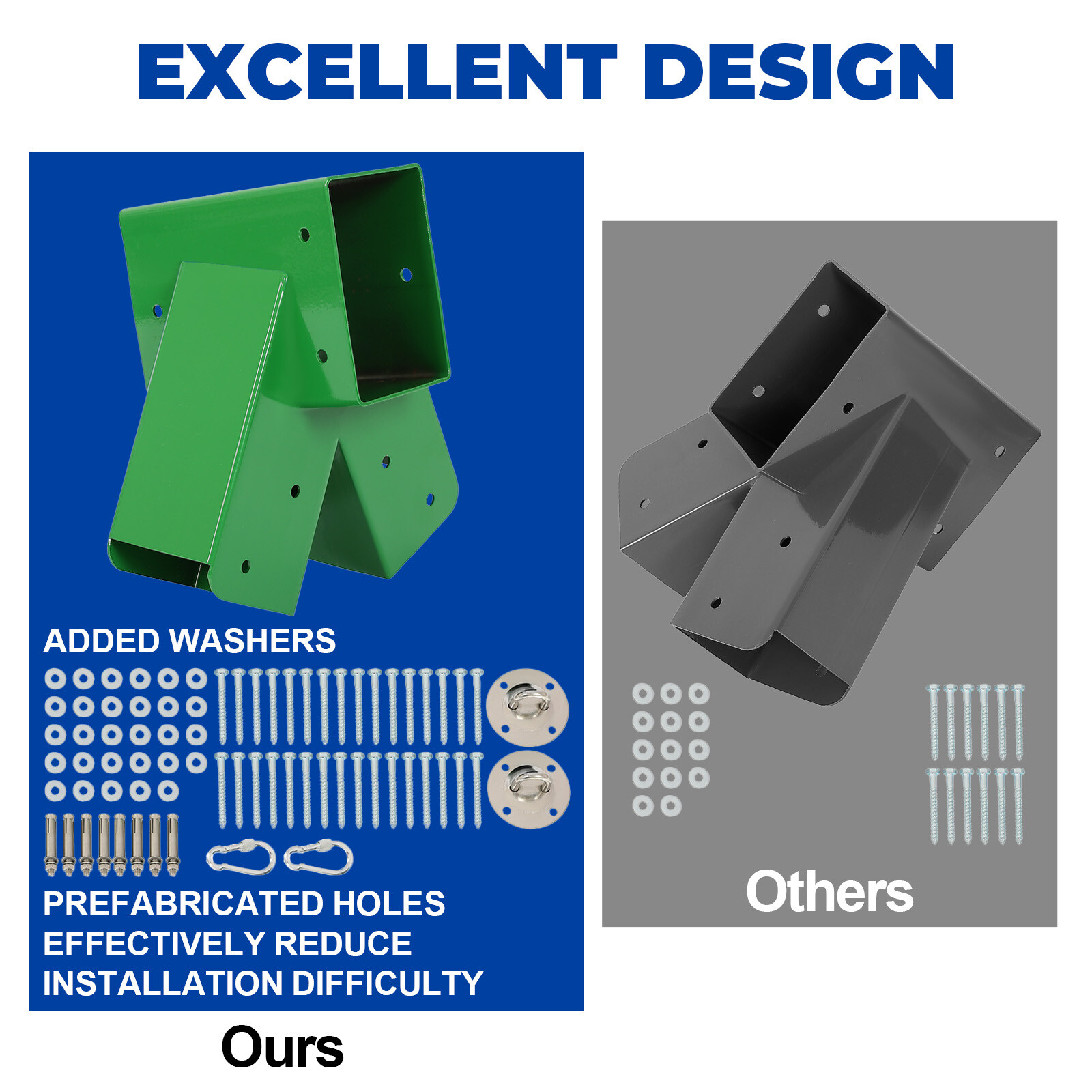 (Set of 2) Brackets 1-2-3 A-Frame Swing Green Powder-Coated Heavy Duty Steel