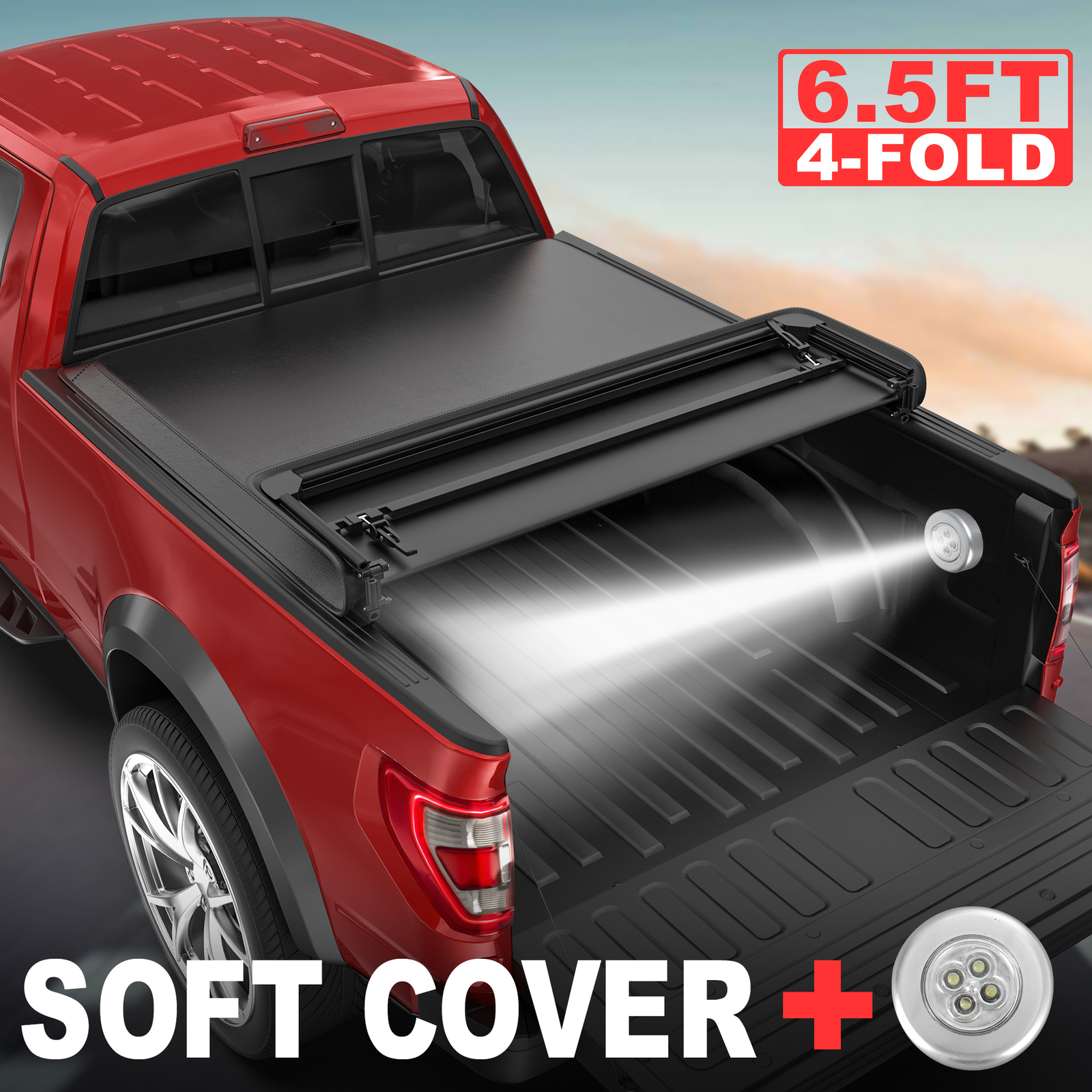 4-FOLD 6.4FT/6.5FT Bed Truck Tonneau Cover For 2003-23 Dodge Ram 1500 2500 3500