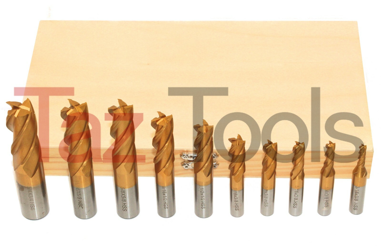 10 pcs Tin M2 HSS Titanium Coated End Mill Set 4 Flutes Cutting Tools End mill