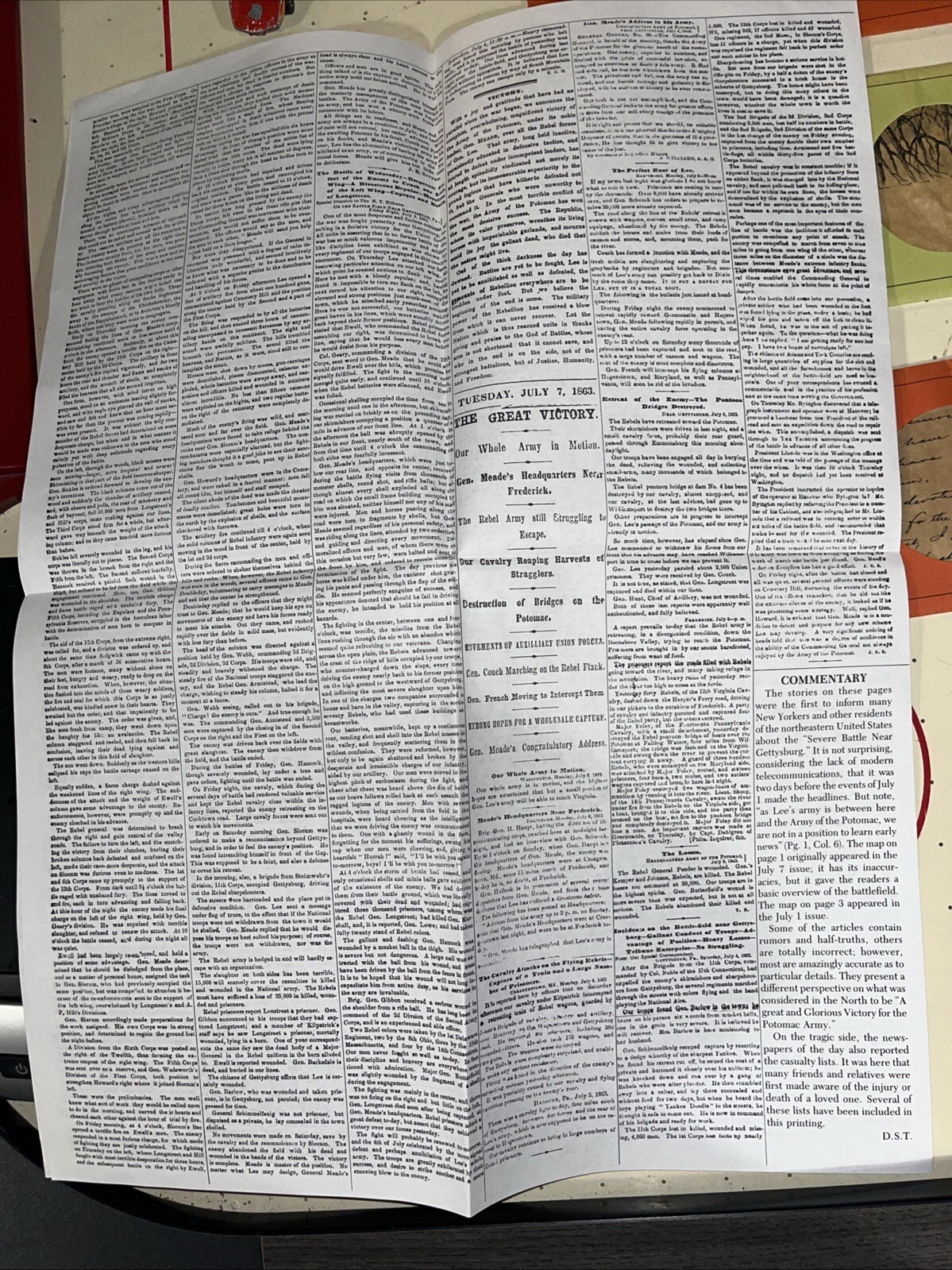 Civil War Battle of Gettysburg Reproduction Authentic Documents & Maps lot Of 8