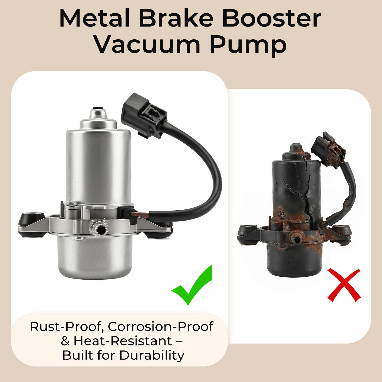 18 to 22" Electric Vacuum Pump Install Kit 12 Volt Fit for Brake Booster System