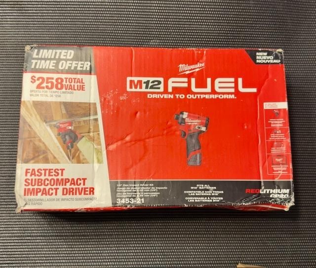 New! Milwaukee M12 FUEL 12V 1/4" Brushless CordlessDriver Kit (3453-21)
