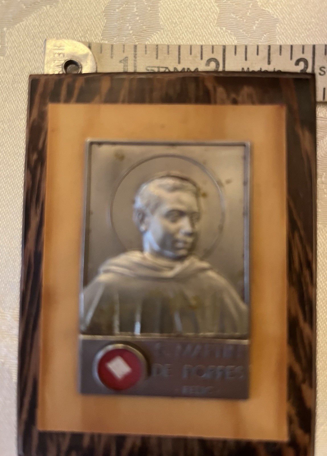 Saint Martin De Porres Italy Relic Plaque Cloth Touch Hang or Stand