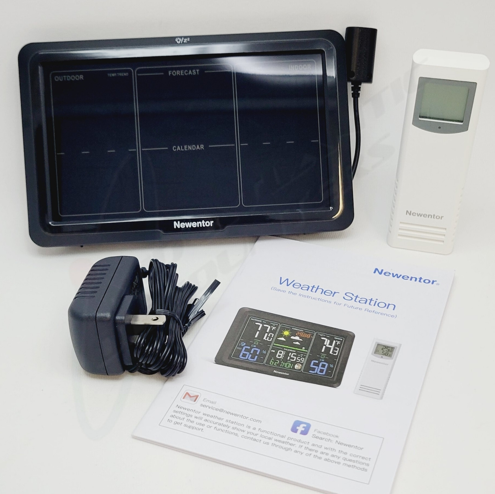 Newentor Q7 Wireless Indoor/Outdoor Weather Station Thermometer Forecast Clock