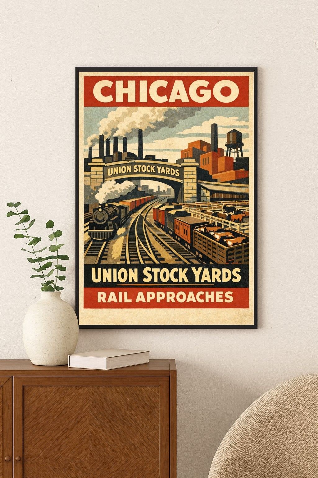 🇺🇸 Chicago Union Stock Yards Poster - Retro Decor 24x36” - 200gsm Paper🗞️