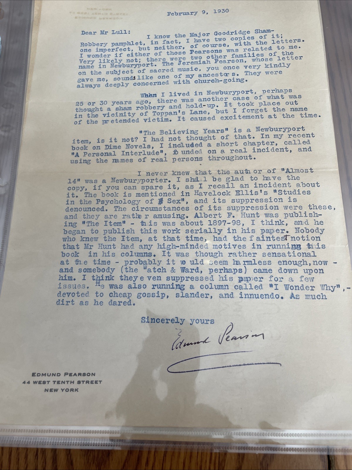 5 Signed 1930 Letters Edmund Lester Pearson Author Of True Crime Lizzie Borden