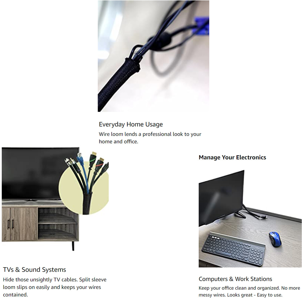 Split Wire Loom Tubing Sleeve Braided Mesh Wiring Harness Wrap Cable Sheath Lot