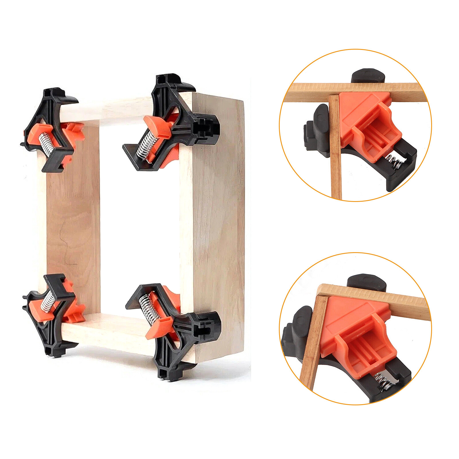 4 Pack 90 Degree Corner Clamp Adjustable Spring Loaded Right Angle Clamp Tool