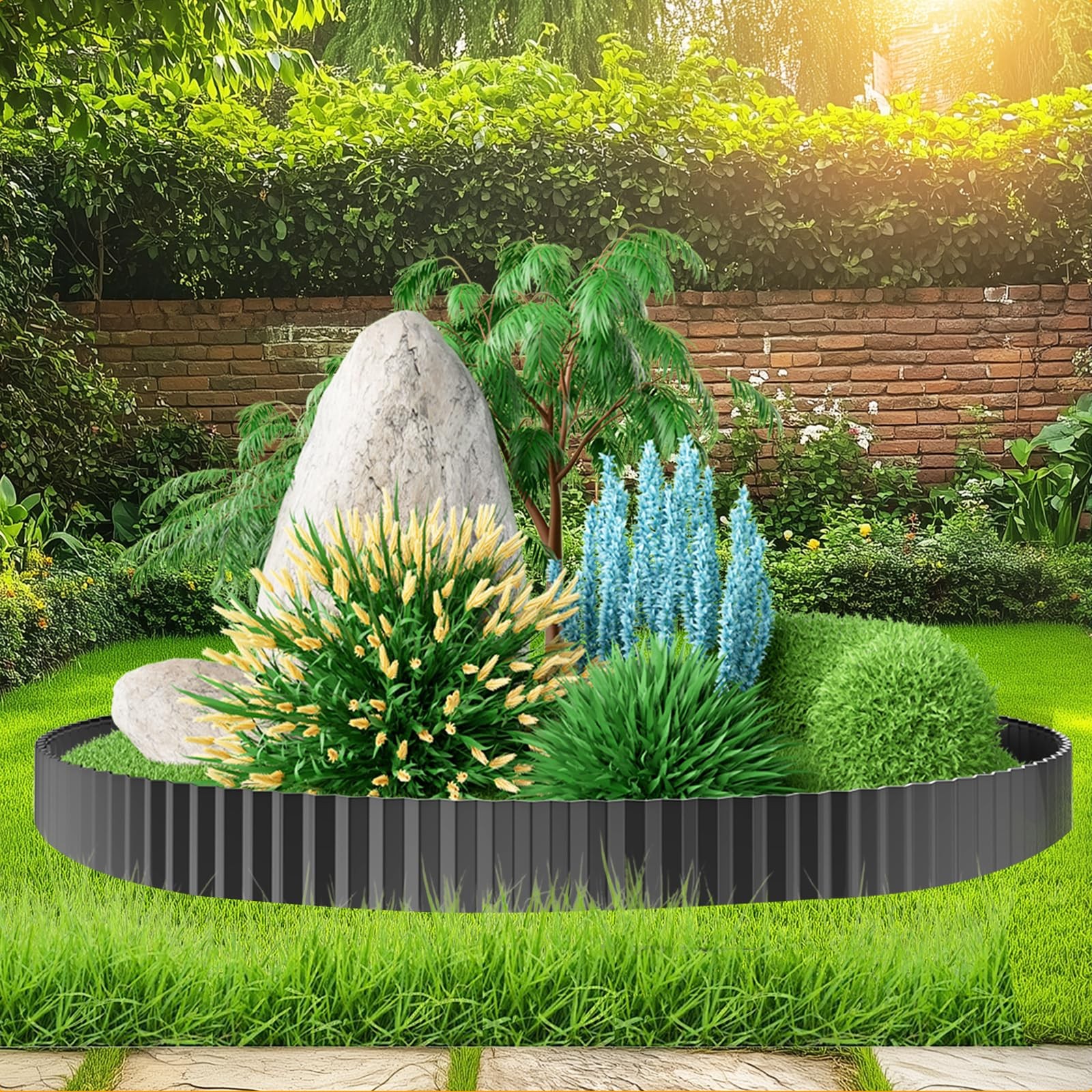 Corrugated Metal Edging for Landscaping, Sturdy Garden Edging Border for Flow...