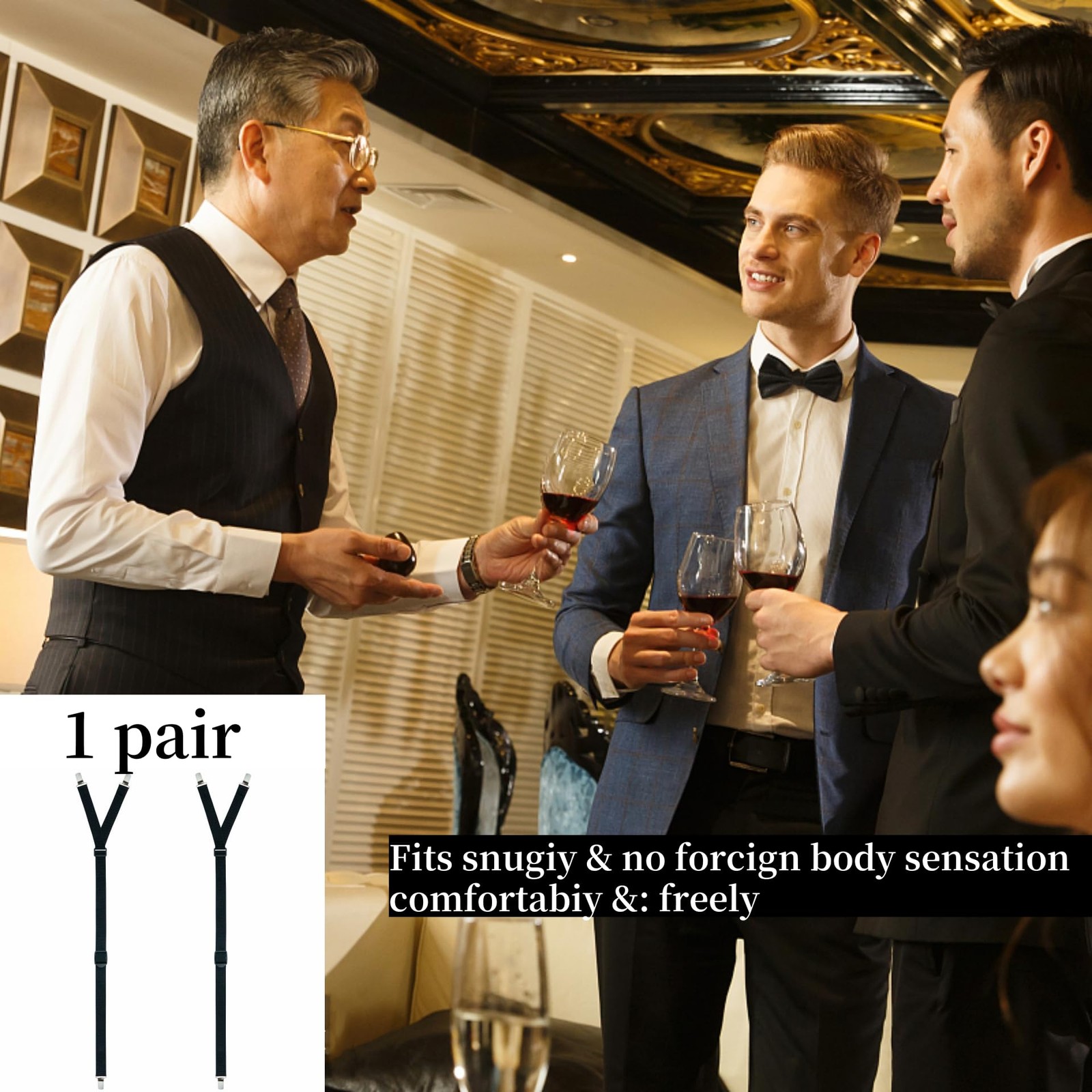 Black Shirt Stays for Men Garters with Non Slip Clips Sock