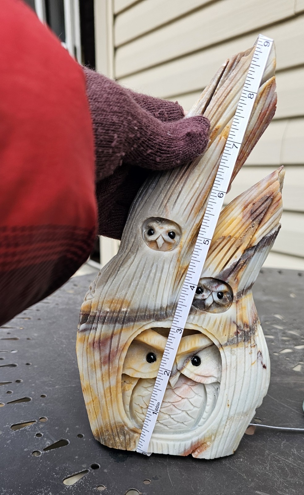 Carribean Calcite Owls In Tree Carving