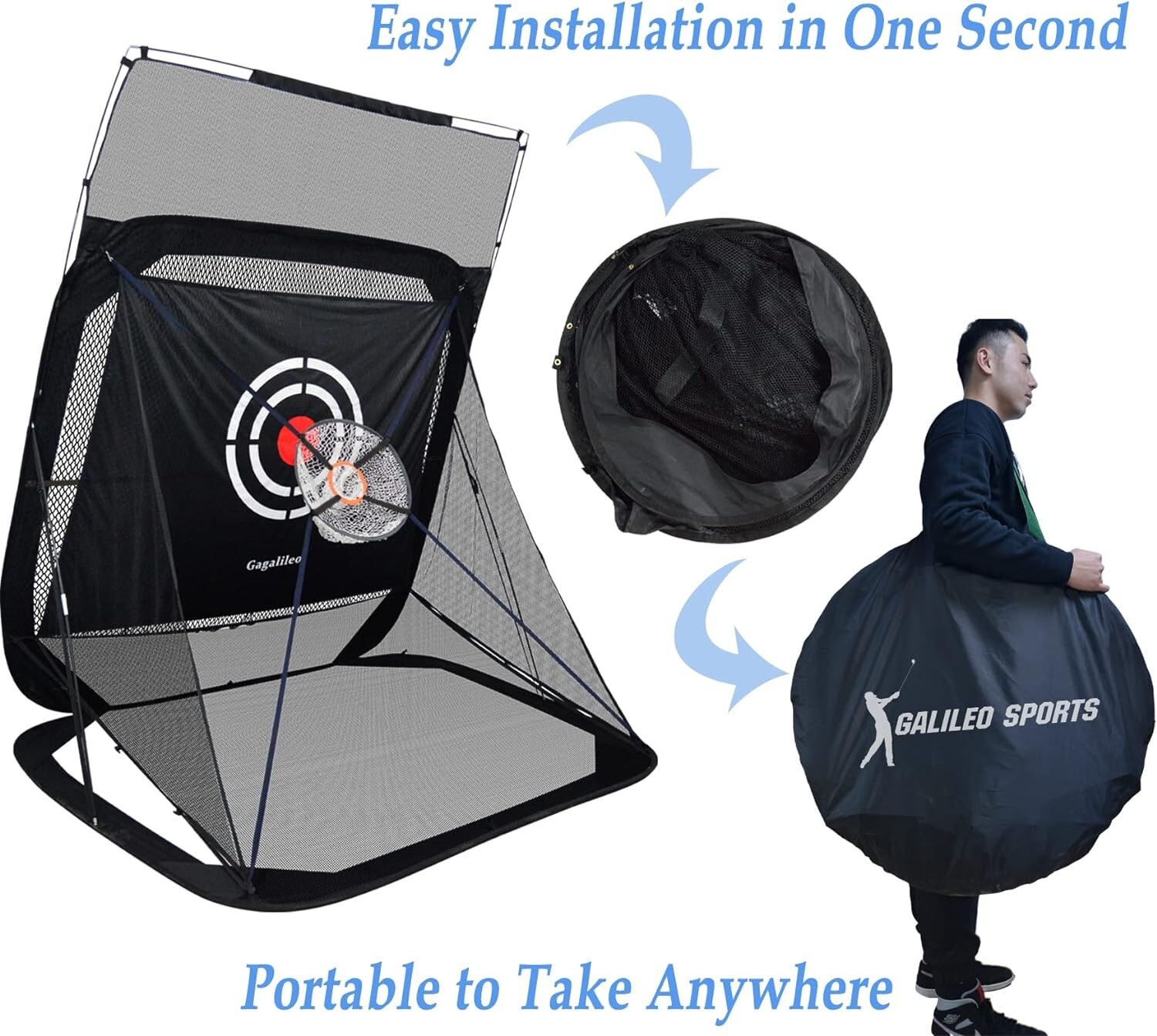 Galileo 9X7 Pop Up Golf Net Hitting Training Practice Net for Backyard