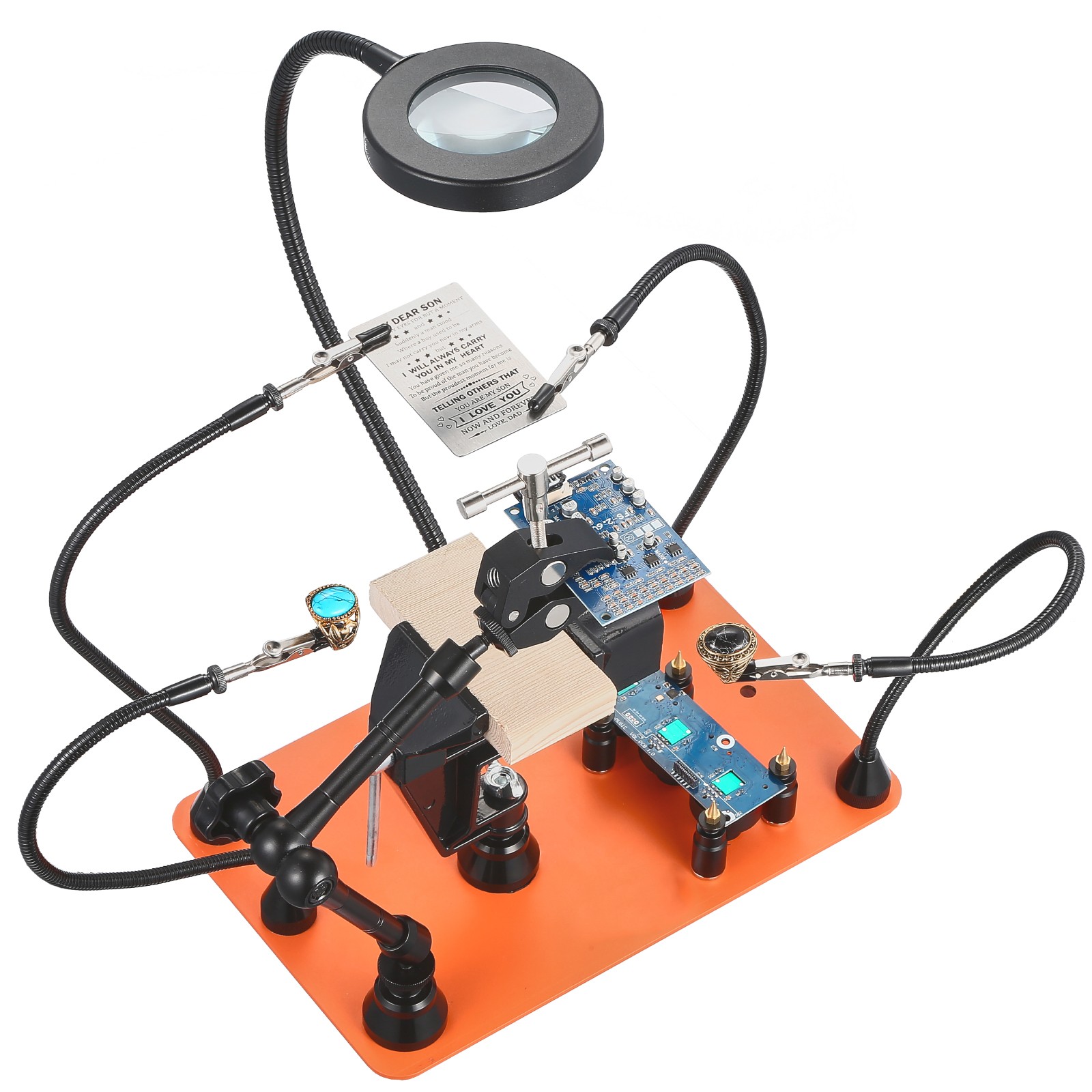 Magnetic Helping Hands Soldering Station Vise Magnifying Lamp 4 PCB Holder
