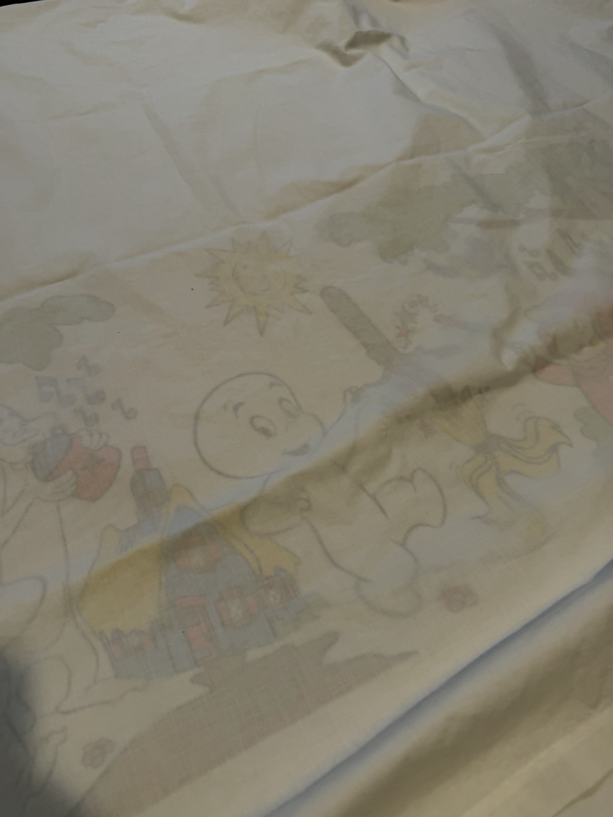 Vtg 70s Casper The Friendly Ghost Twin Flat Sheet Wendy Witch + Ghostly Trio