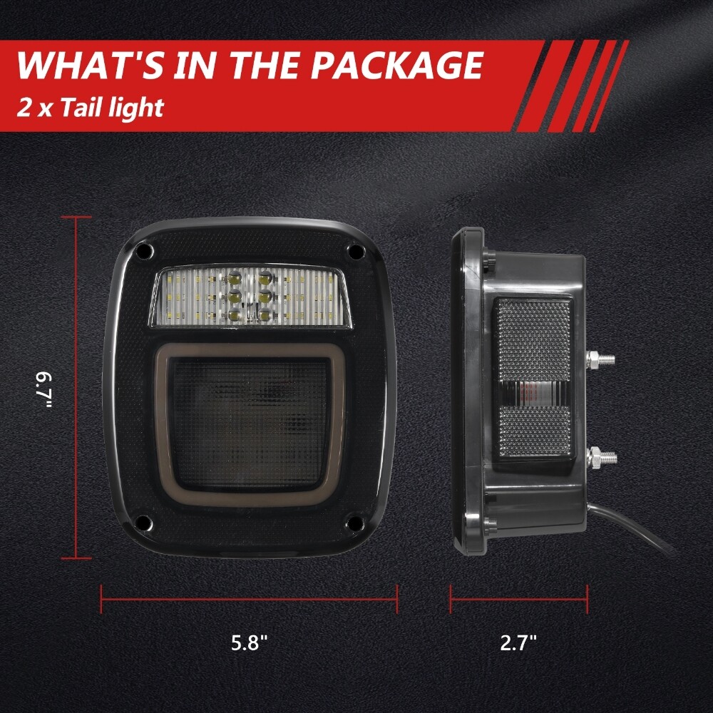 For Jeep Wrangler TJ CJ LED Tail Lights Brake Reverse License Plate Light 83-LED