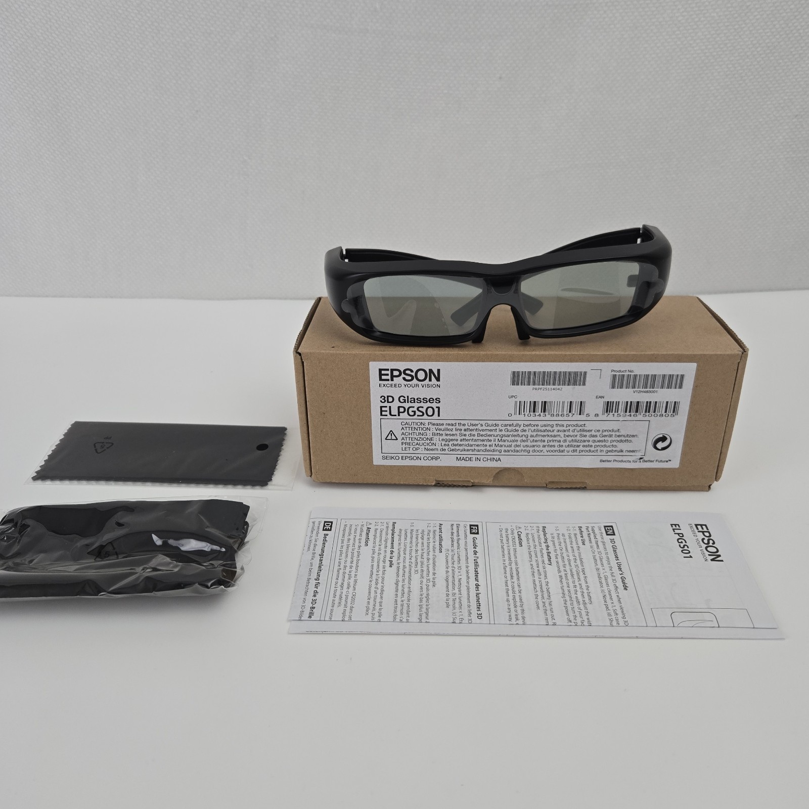 Epson ELPGS01 3D Active Glasses Product # V12H483001, New in Open Box