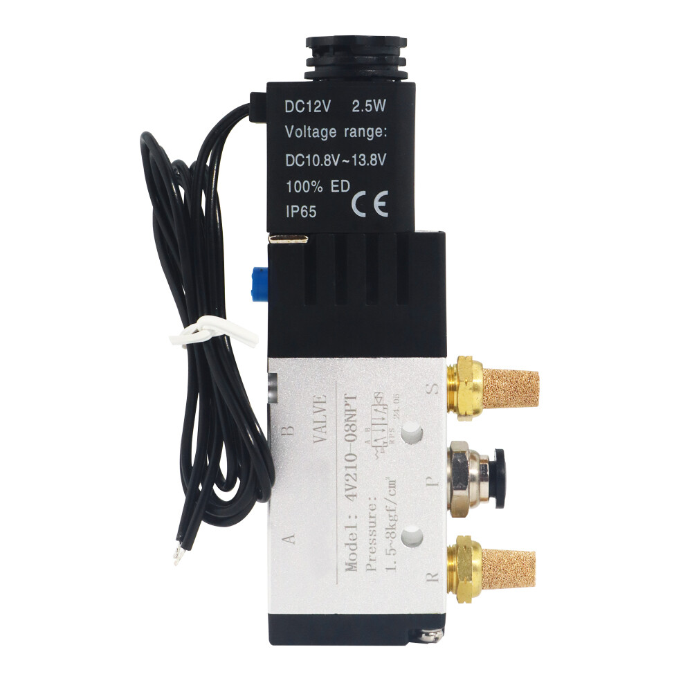 4V210-08 5 Way 2 Position Solenoid Pneumatic Air Valve 1/4" NPT DC12V