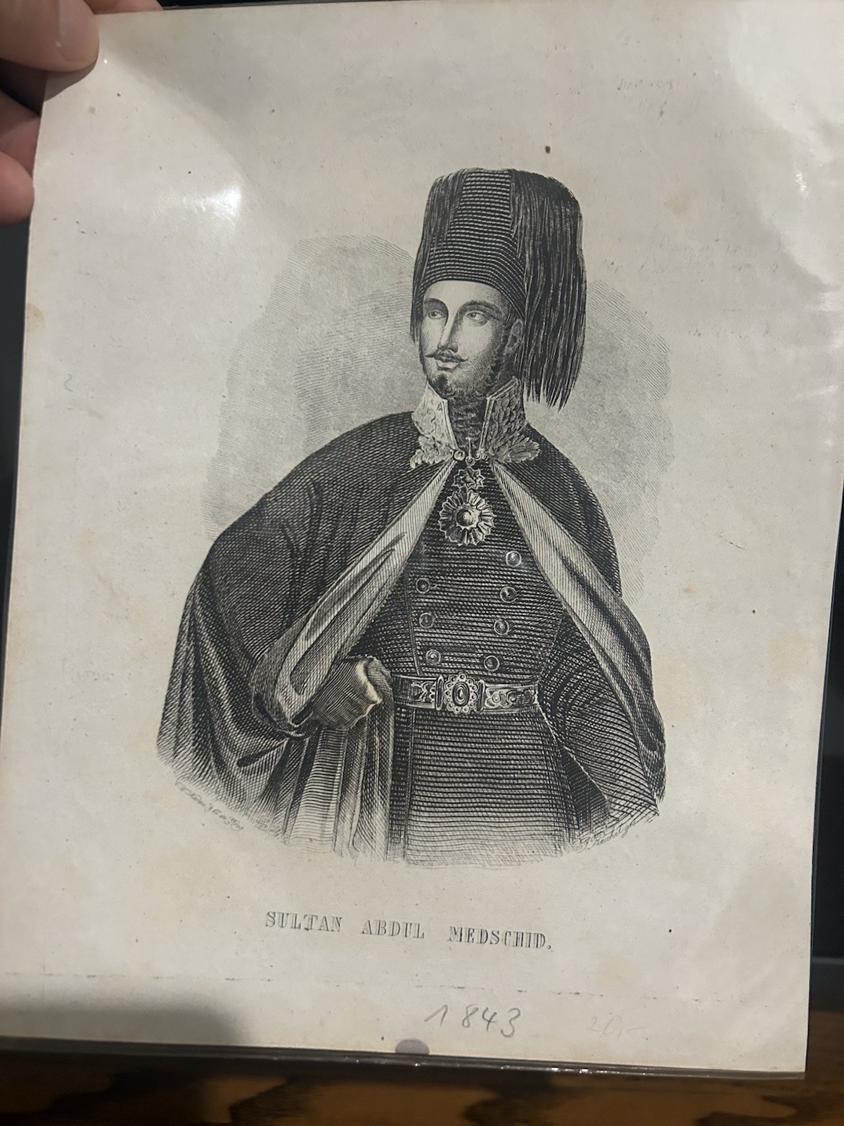 Ottoman Empire / Turkey / 1843 Dated Engraving / Sultan Abdul Mecit