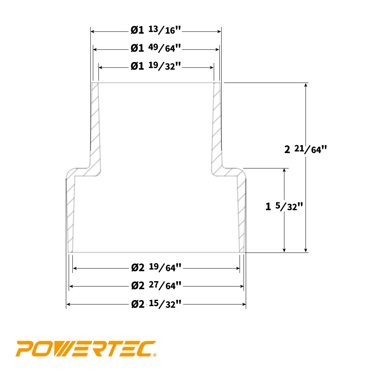 POWERTEC 4 in 1 Adapter Modular Step Dust Collector Hose Fittings (70297)