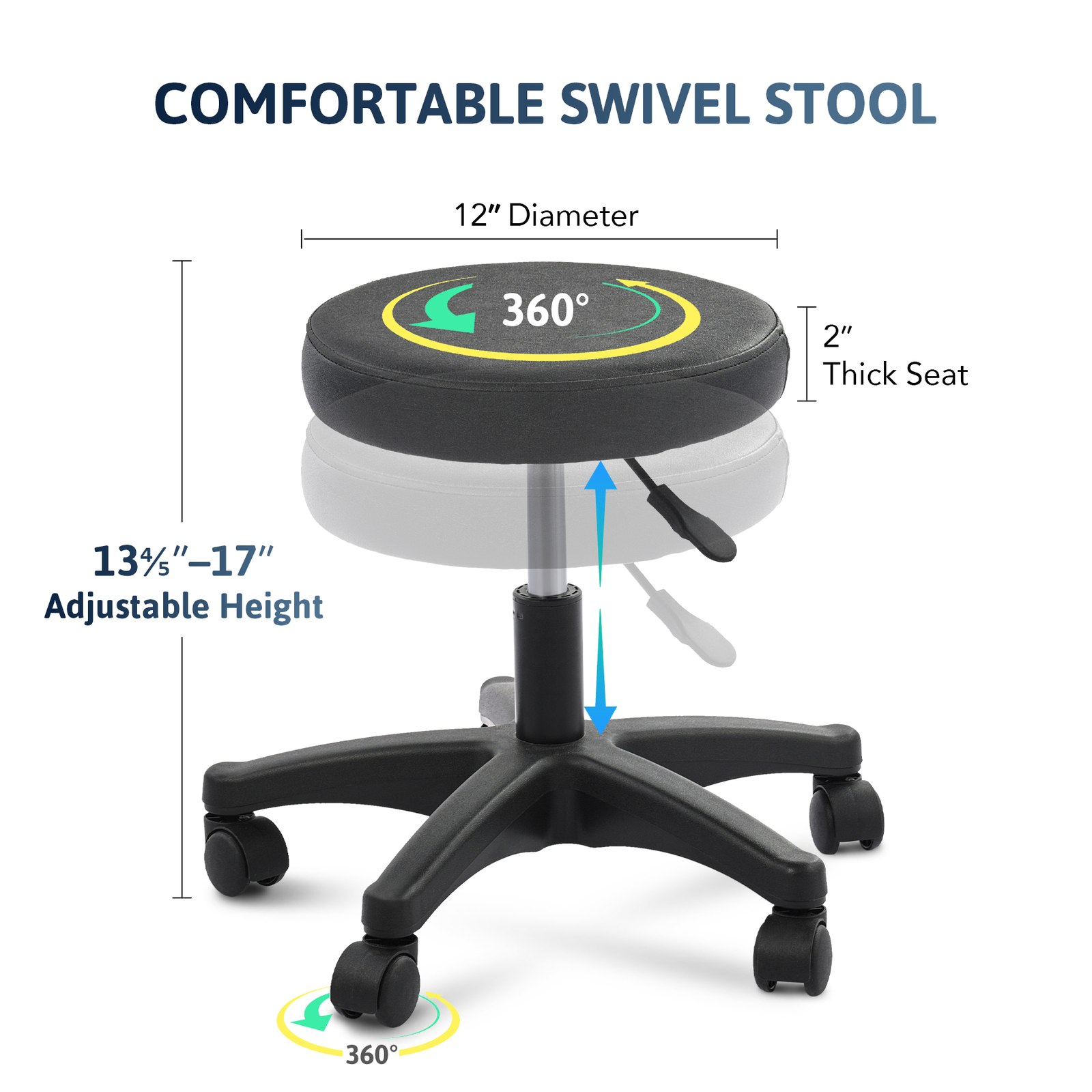 Adjustable Black Massage Chair+Stool Table Tattoo Facial Bed Barber Salon Spa