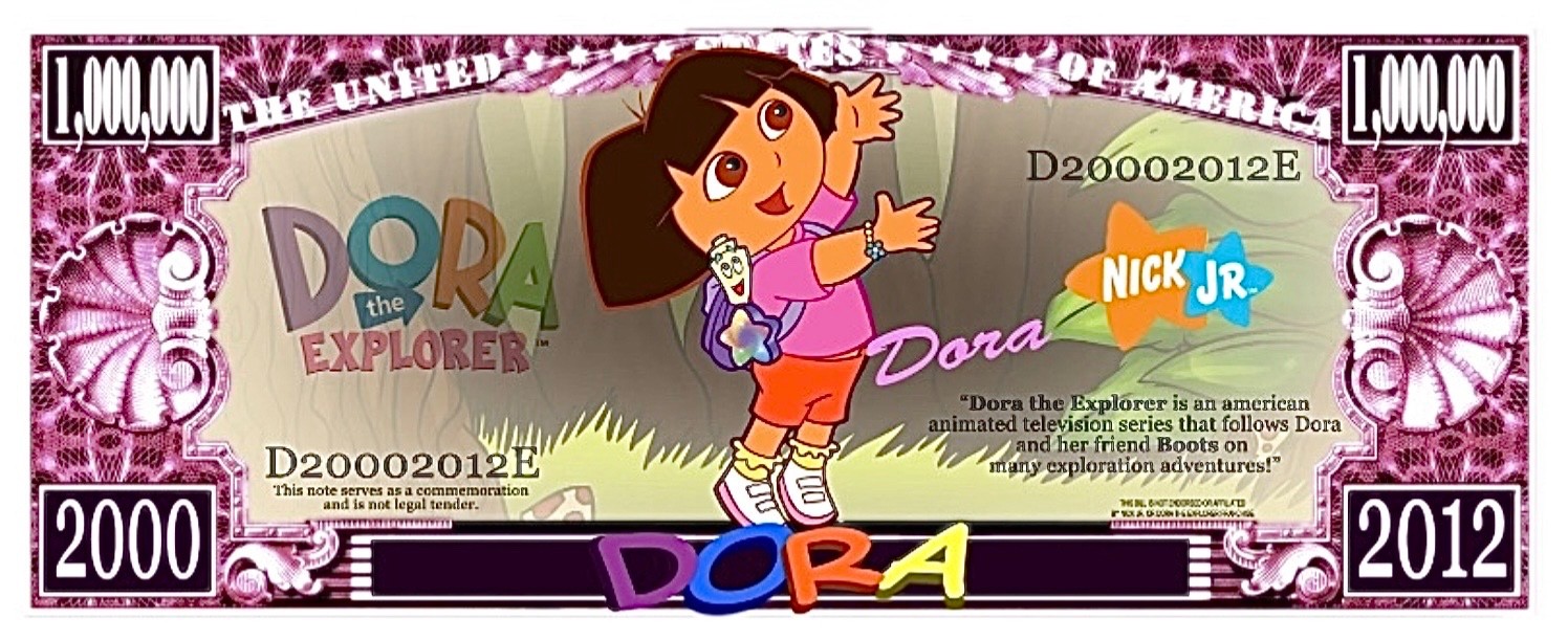 25 Pack Dora The Explorer Cartoon Collectible Million Dollar Bill Novelty Money