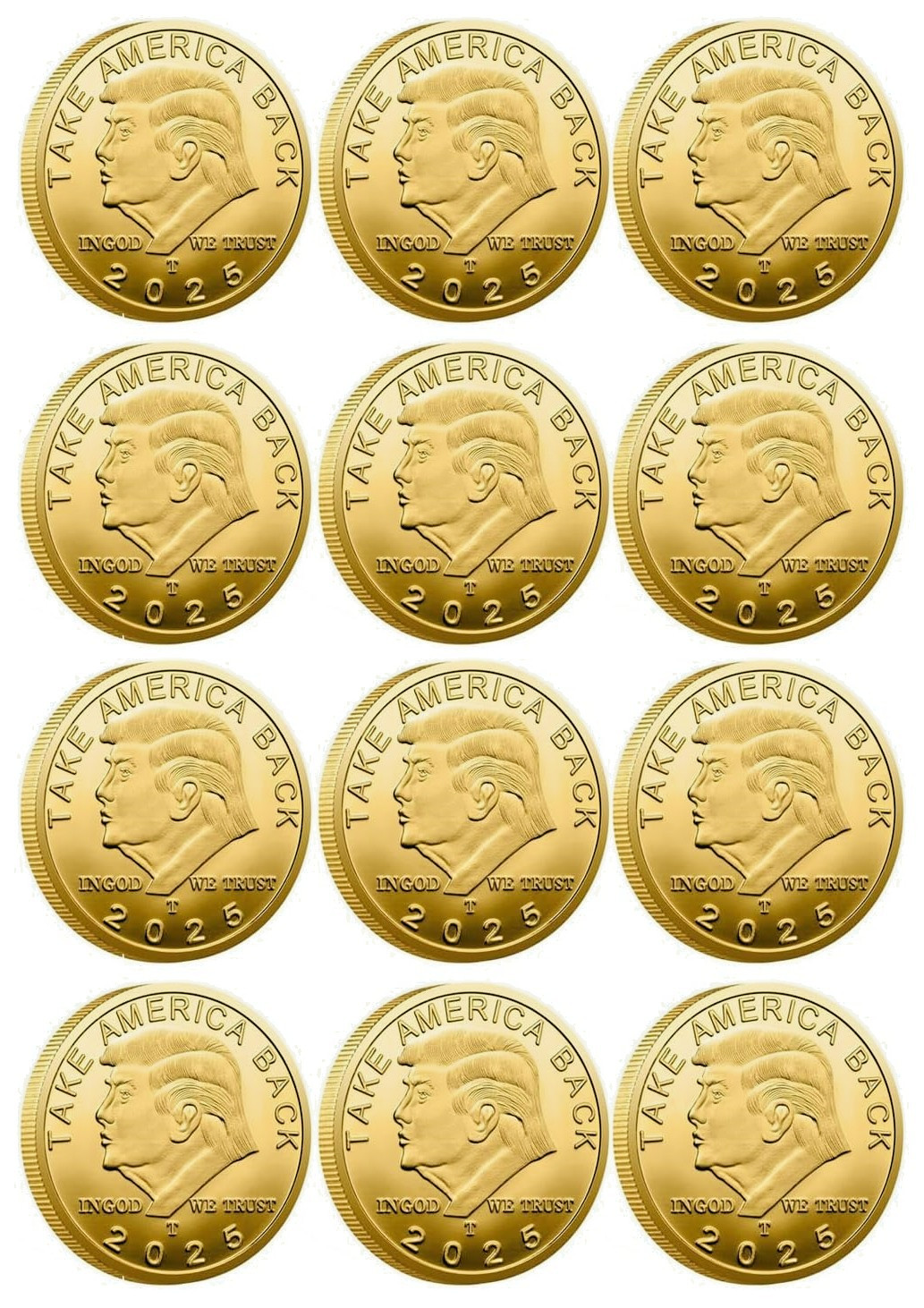 15 x 2025 President Donald Trump Commemorative Coin Take America Back Metal Coin