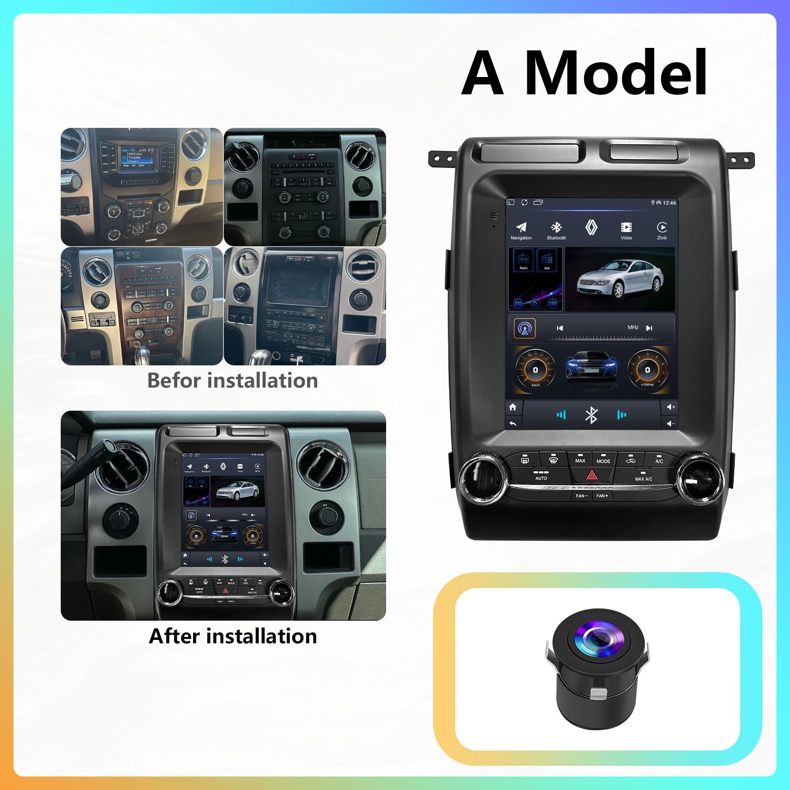 9.7" For Ford F150 2009-2014 Android 13 Apple Carplay Car Stereo Radio GPS Navi