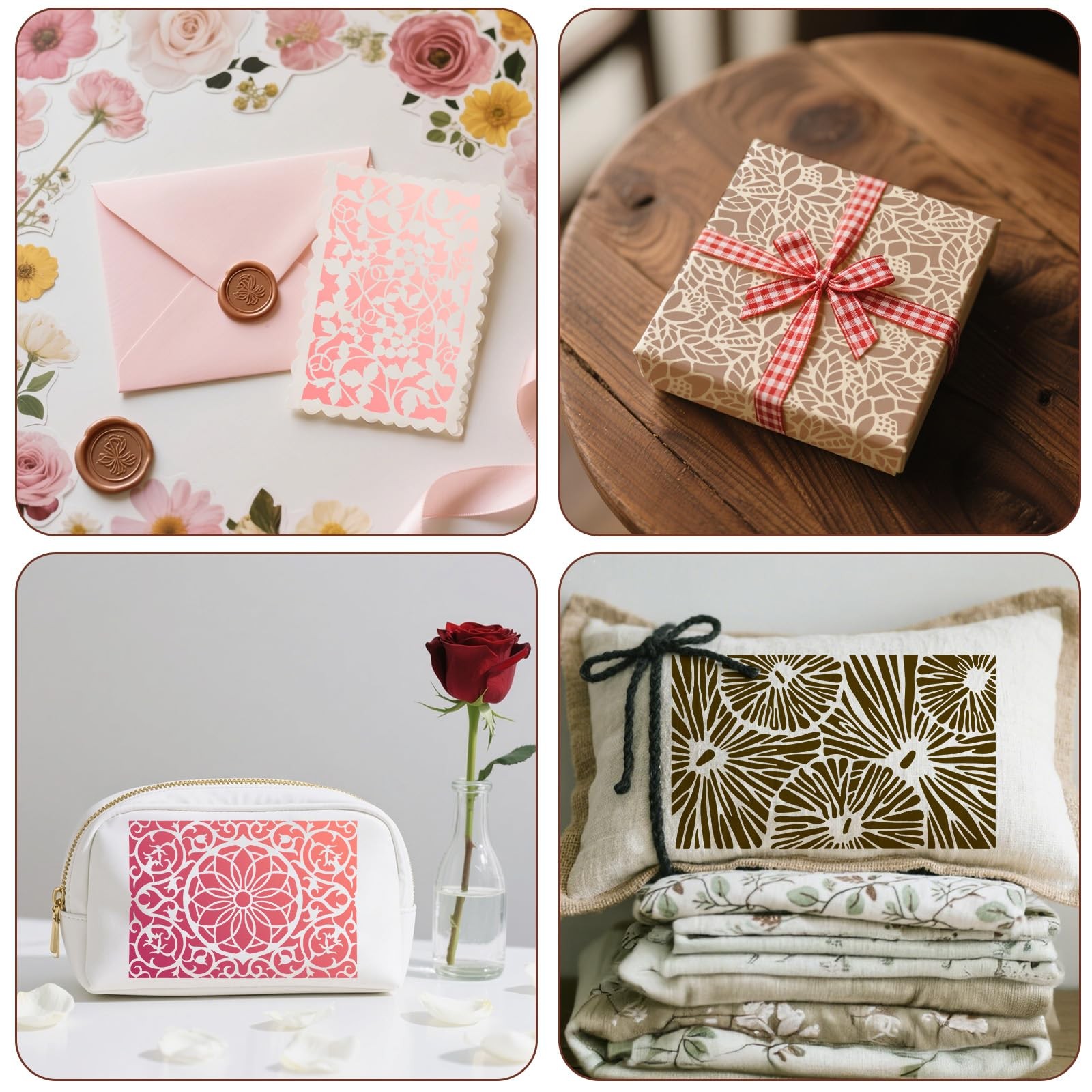 Flower Stencil, Reusable Floral Stencil Leaf Paint Templates Wall Art