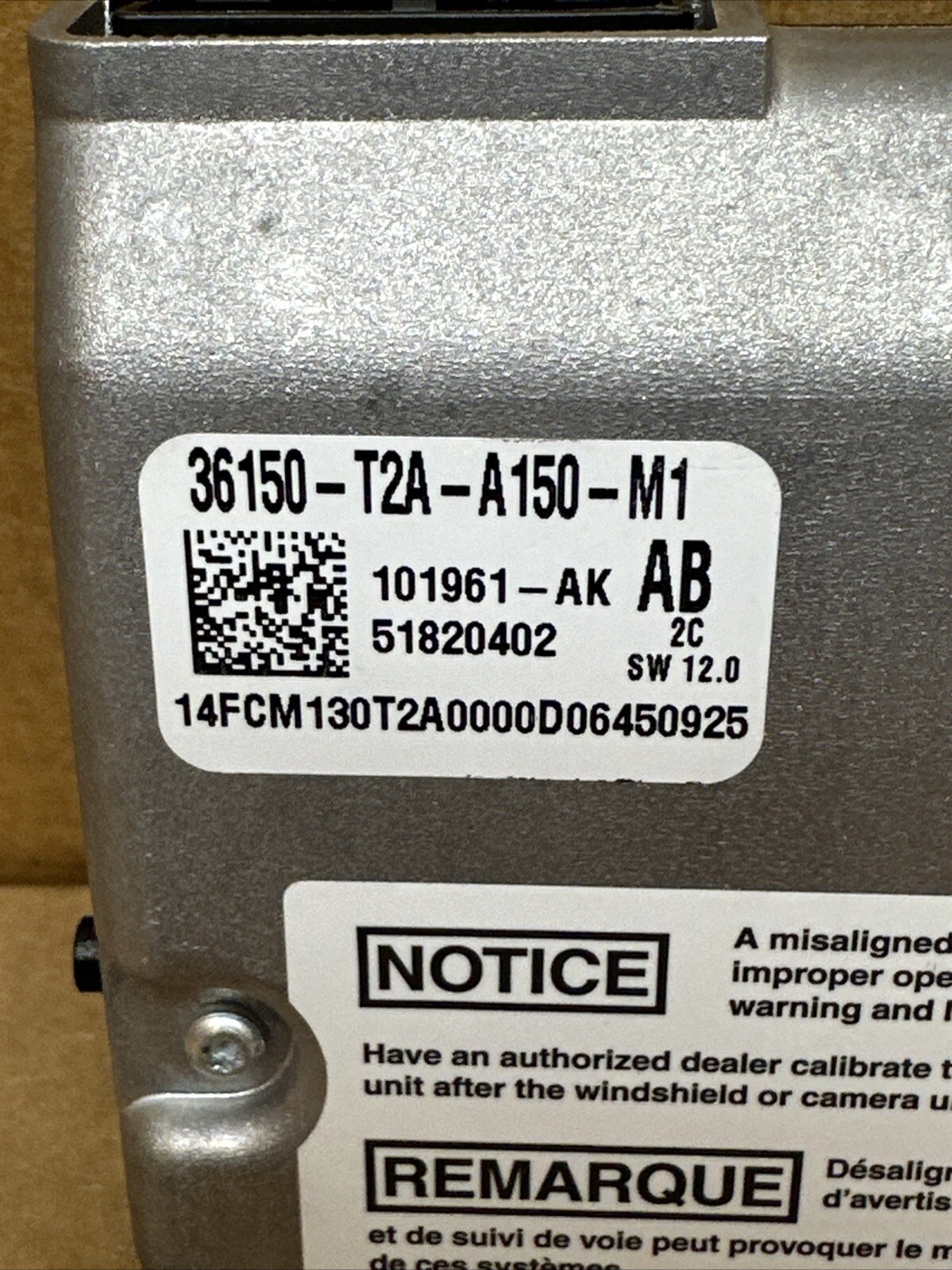 2013-2015 Honda Accord Windshield Lane Assist Departure Camera 36150-T2A-A150-M1