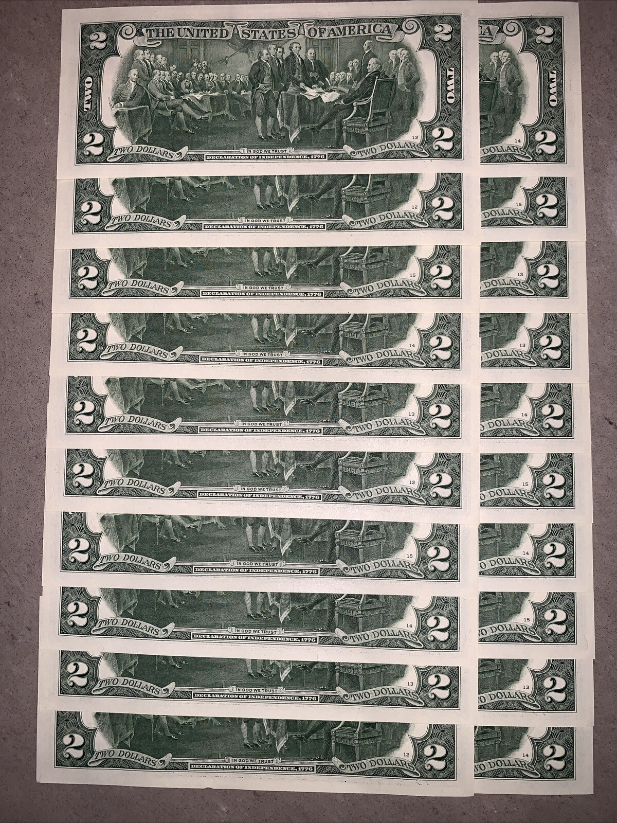 Pack of (20) NEW $2 Bills Uncirculated Consecutive Serial# Two Dollar CRISP