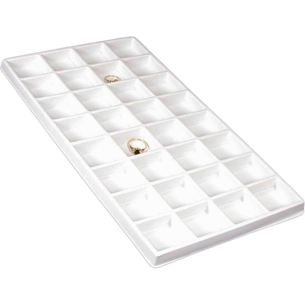 White 32 Slot Plastic Travel Tray Insert Jewelry Charm Earring Display 14 1/8"