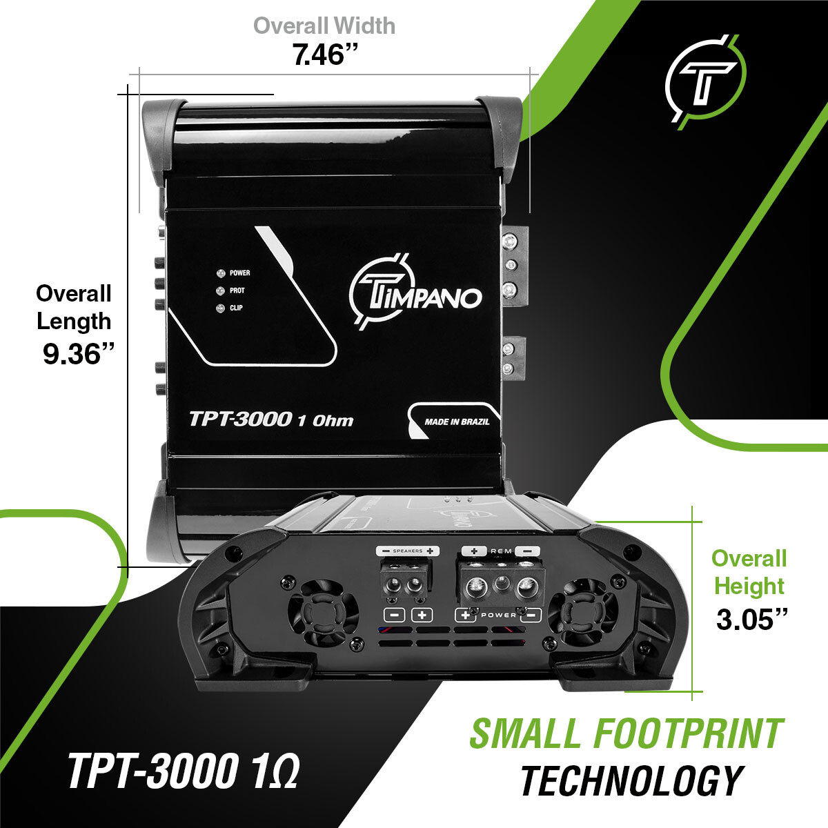 Timpano 3000 Watts Car Audio Amplifier Full Range TPT-3000 1 Ohm 3K Amp by PRV