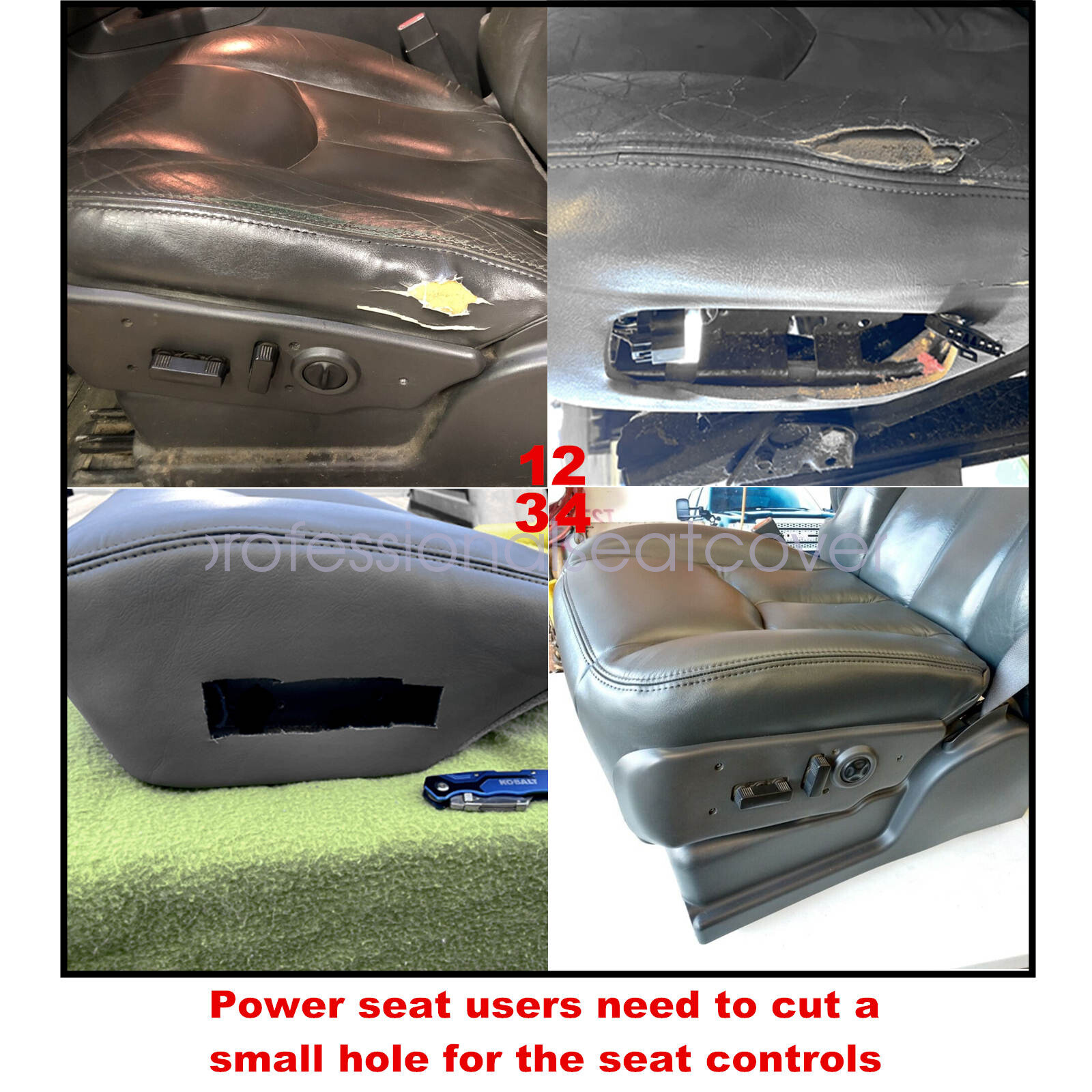 For 2003 2004 2005 2006 Chevy Tahoe GMC Yukon Front Leather Seat Cover Light Tan