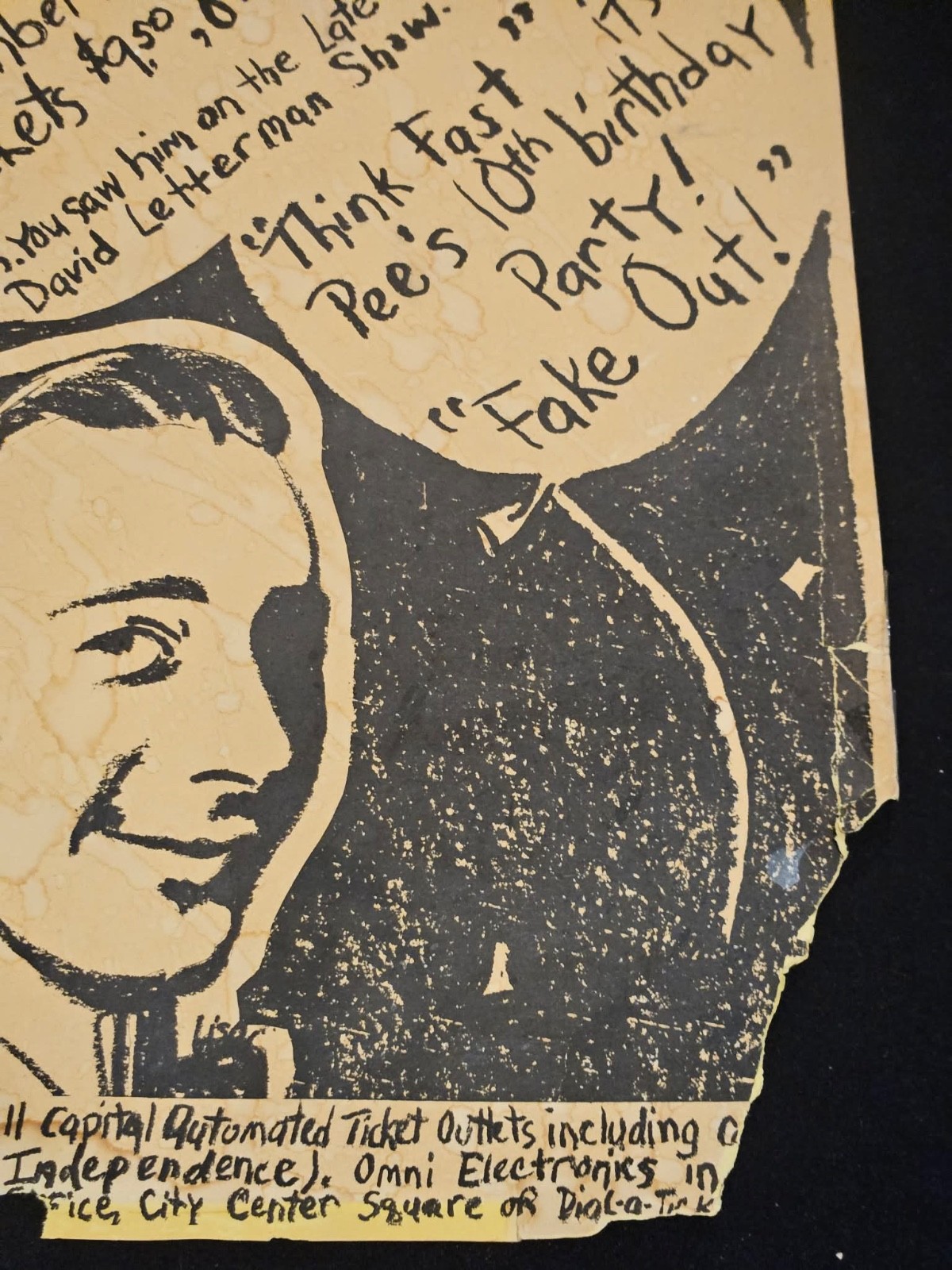 Vintage Pee-wee Herman Live Show Poster 1980s Uptown Theatre Kansas City