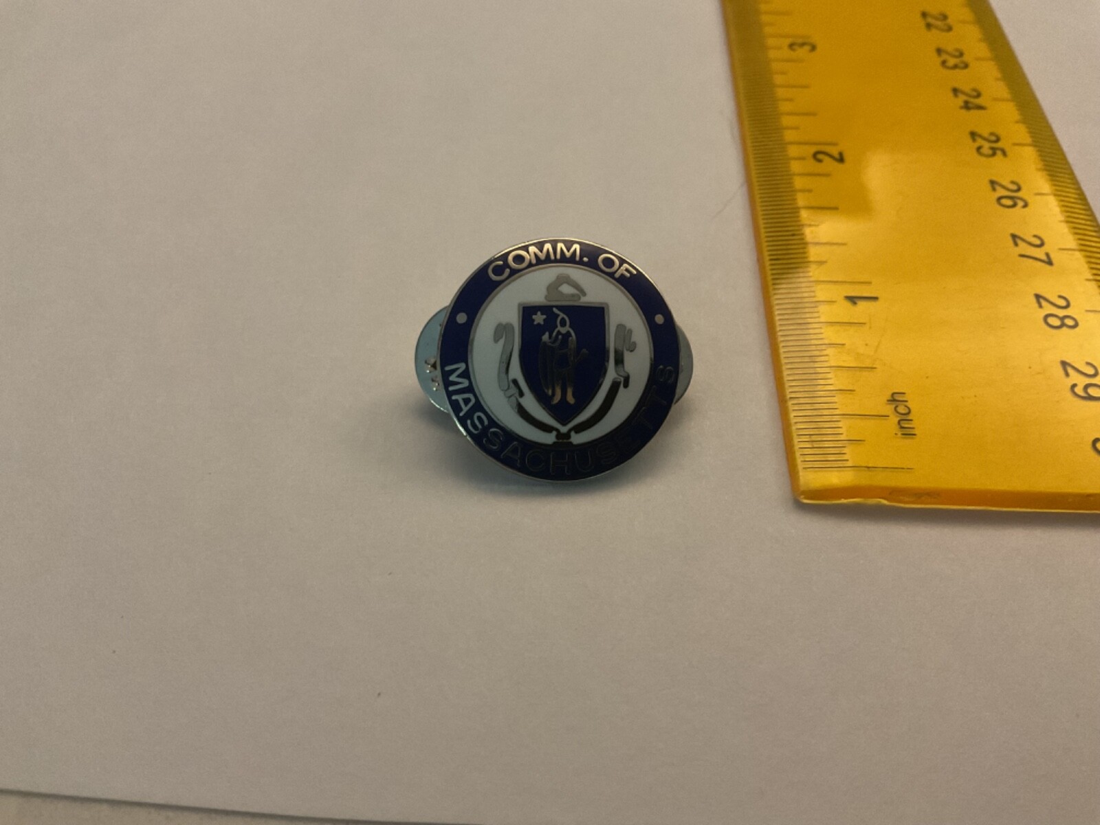 Massachusetts State Collar Seal collectable enamel silver full color pin backing