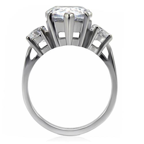 Bold Pear Cut & Accents CZ Stainless Steel Engagement Party Cocktail Ring