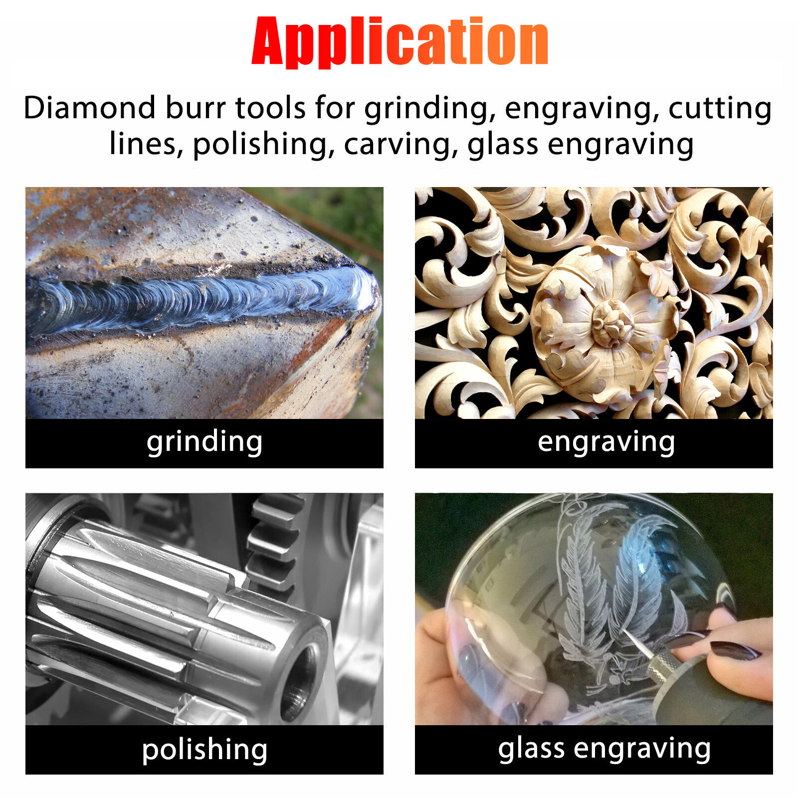 20pcs Diamond Burr Set Drill Bits Mini Drill For Dremel Rotary Tool Accessories