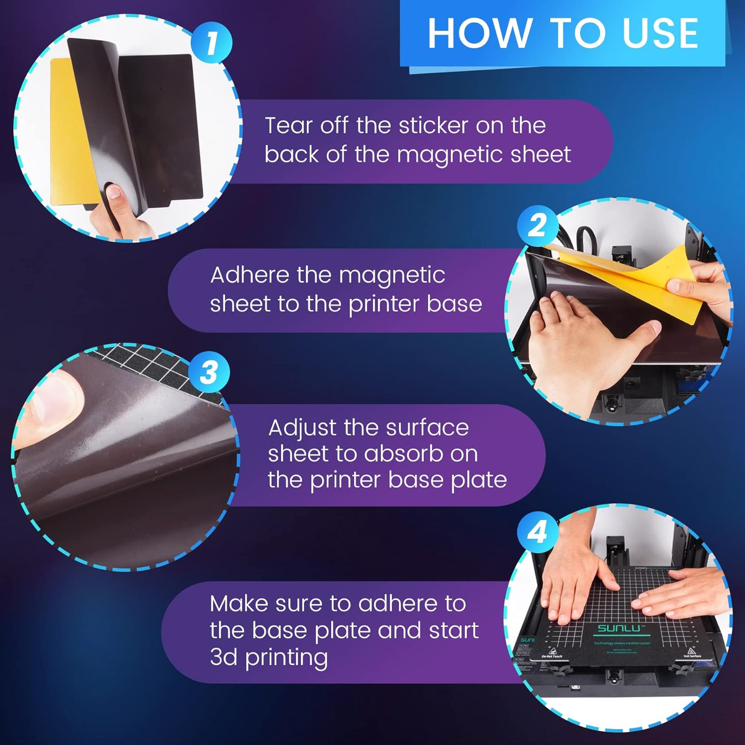 Sunlu 3D Printer Flexible Removable Magnetic Build Plate Heated Bed 235X235MM