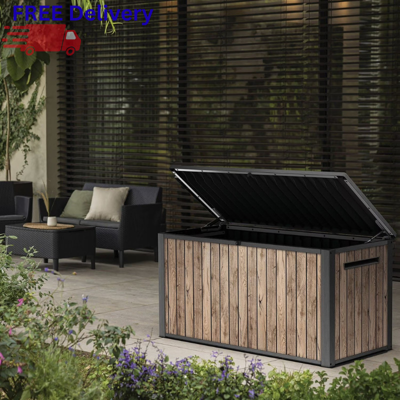 Keter 170 Gallon Deck Box Indoor Outdoor Storage Resin Lockable New