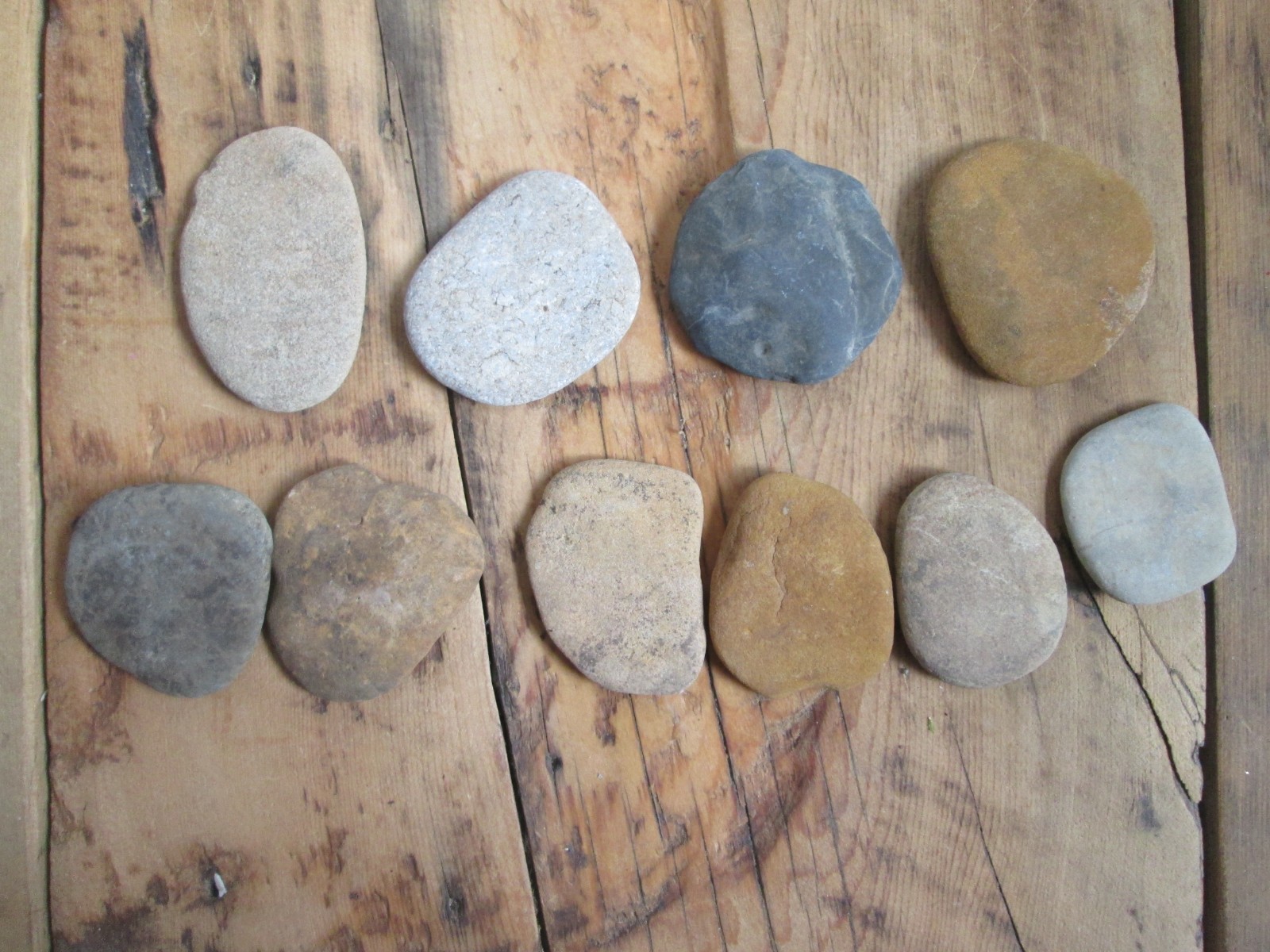 Set 10 Flat Natural River Rocks Stones Stacking Creek Feng Shui Cubicle Desk Art