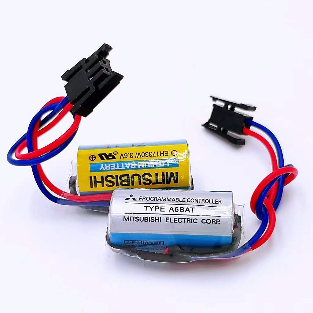 50pcs ER17330V/3.6V 1700mAh A6BAT Mitsubishi PLC Lithium Battery Size 2/3A+Plug